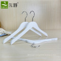 durable white color wood coat hanger with anti slip strips